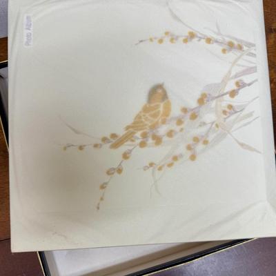 Vintage OTAGIRI Gold & Cream Photo Album Bird and Flowers on Cover, holds 4x6 Photos
