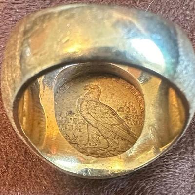 1914 Indian Head $2.50 Quarter Eagle – 14K Yellow Gold Coin Ring (Size ~9.5–10) ✨