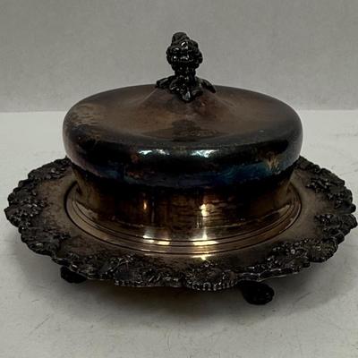 Antique Sheffield Silver-plate Lot Vintage Serving Pieces Butter Dish & Bottle Coaster