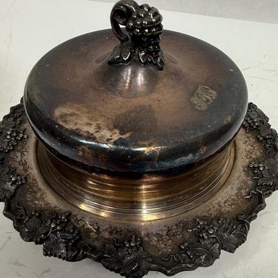 Antique Sheffield Silver-plate Lot Vintage Serving Pieces Butter Dish & Bottle Coaster