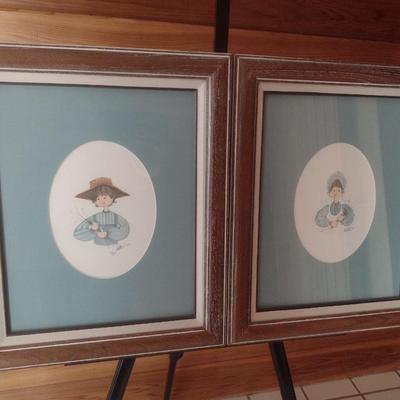 Pair of Framed Art Prints Limited Editions 'Bouquet' 764/1000 and 'Jill' 141/1000 by P. Buckley Moss