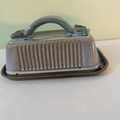 Handmade Pottery Butter Dish Asheville NC Salvaterra’s Stamp On The Bottom (K)