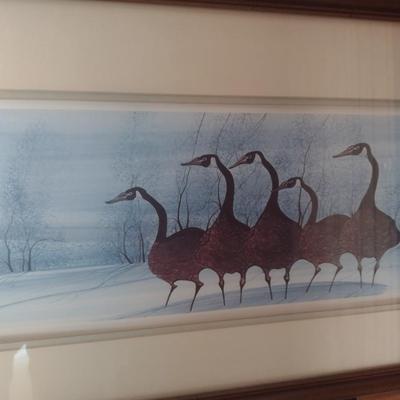 Framed Art Print Limited Edition 'Winter Geese' 698/1000 by P. Buckley Moss