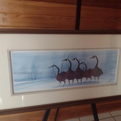Framed Art Print Limited Edition 'Winter Geese' 698/1000 by P. Buckley Moss