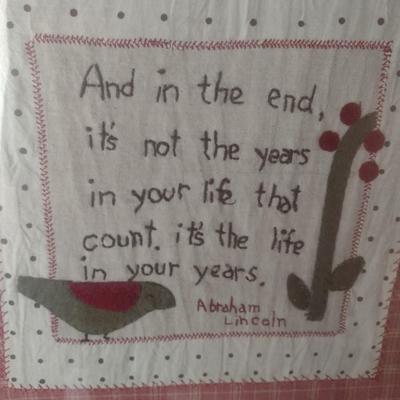Framed Rustic Quilt Fabric Art with Abraham Lincoln Quote