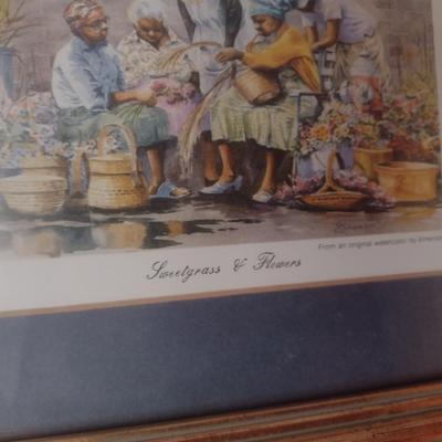 Pair of Framed Art Prints by Emerson 'Sweetgrass and Flowers' and 'Market'