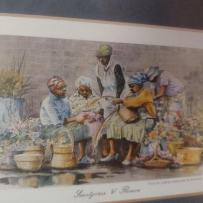 Pair of Framed Art Prints by Emerson 'Sweetgrass and Flowers' and 'Market'