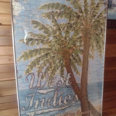 Large Framed Print West Indies with Palm Trees and Ocean