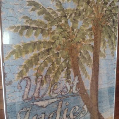 Large Framed Print West Indies with Palm Trees and Ocean