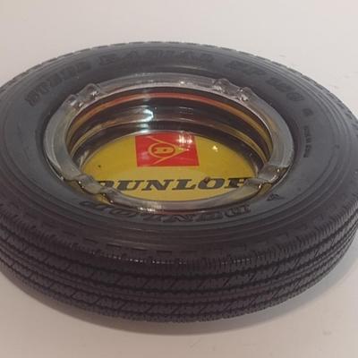 Vintage Advertising Dunlop Tires Ashtray Inserted in Rubber Tire