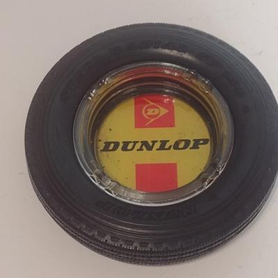 Vintage Advertising Dunlop Tires Ashtray Inserted in Rubber Tire