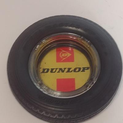 Vintage Advertising Dunlop Tires Ashtray Inserted in Rubber Tire