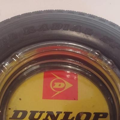 Vintage Advertising Dunlop Tires Ashtray Inserted in Rubber Tire