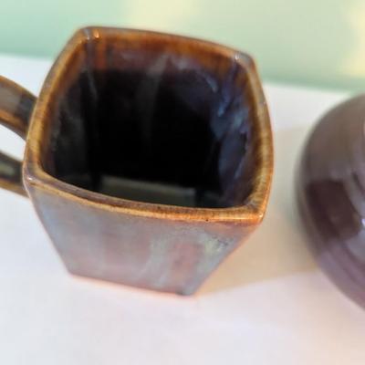 Signed Handmade Pottery Cup & Bowl (K)