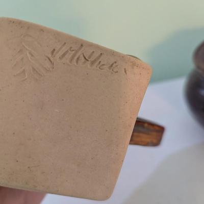 Signed Handmade Pottery Cup & Bowl (K)