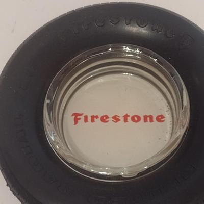 Vintage Advertising Firestone Tires Ashtray Inserted in Rubber Tire