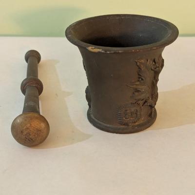 Vintage Apothecary Brass Mortar & Pestel Signed Petty (HW)