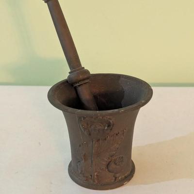 Vintage Apothecary Brass Mortar & Pestel Signed Petty (HW)