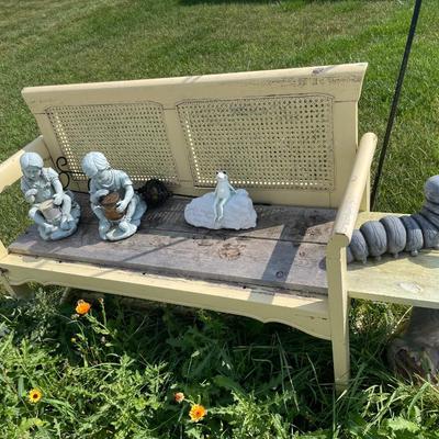 Yellow bench, hook & decor