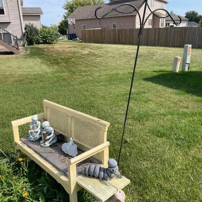 Yellow bench, hook & decor