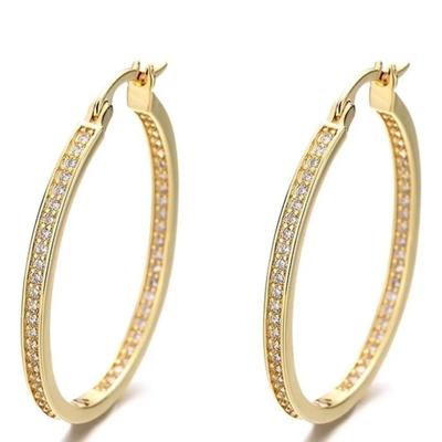 14K Gold Hoop Earrings with crystals from Swarovski in 14K Gold Plated