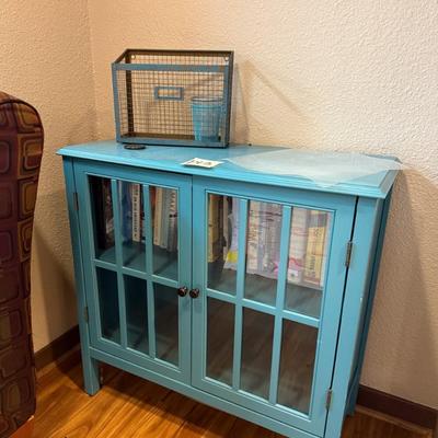 Sale Photo Thumbnail #710: Cute small blue cabinet plus books and decor