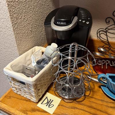 Sale Photo Thumbnail #720: Keurig, cup holder, basket and contetns