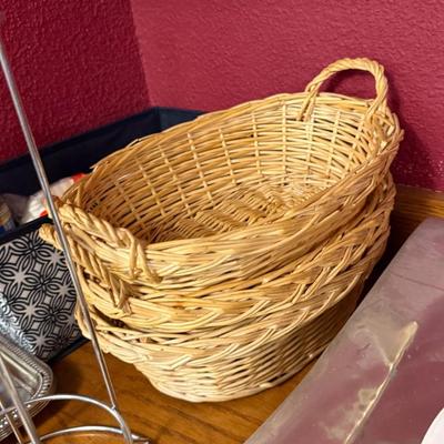 Sale Photo Thumbnail #749: Plastic cutlery, paper plates, baskets, large tray, glasses, coffee filters, etc.