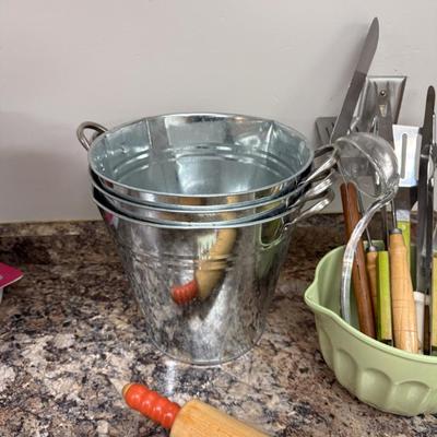 Sale Photo Thumbnail #830: Buckets, utensils, etc. see photos