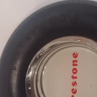 Set of Three Vintage Advertising Firestone Tires Ashtrays Inserted in Rubber Tire