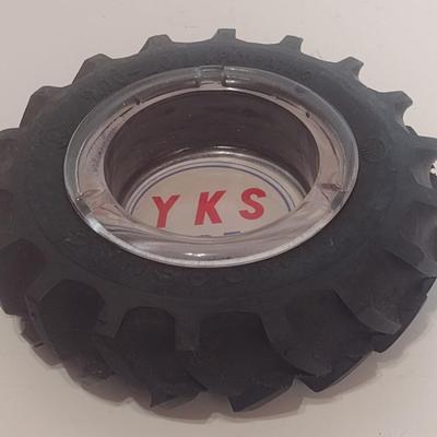 Vintage Advertising YKS Tires Ashtray Inserted in Rubber Tire