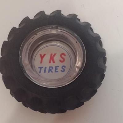 Vintage Advertising YKS Tires Ashtray Inserted in Rubber Tire