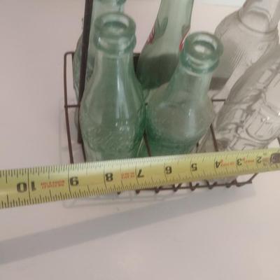 Nice Collection of Vintage Soda Bottles Includes Dr. Pepper, Coca-Cola, Tom's and The Original 3 Centa in a Double Cola Wire Carry...
