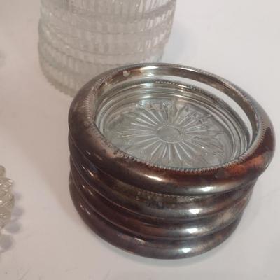 Assortment of Crystal Glass Coasters and Ashtrays
