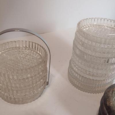Assortment of Crystal Glass Coasters and Ashtrays