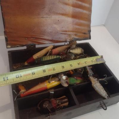 Collection of Vintage Wood Fishing Lures and Plugs Various Designs and Sizes Used Condition