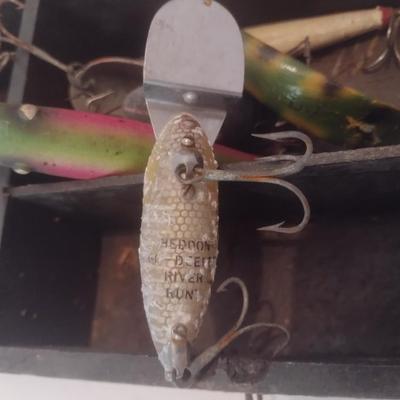 Collection of Vintage Wood Fishing Lures and Plugs Various Designs and Sizes Used Condition