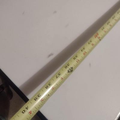 Vintage Enamel Metal Tabletop with Wood Frame Base
