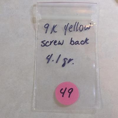 9 Karat Yellow Gold Screw Back Earrings- Approx Total Weight 4.1 Grams (#49)