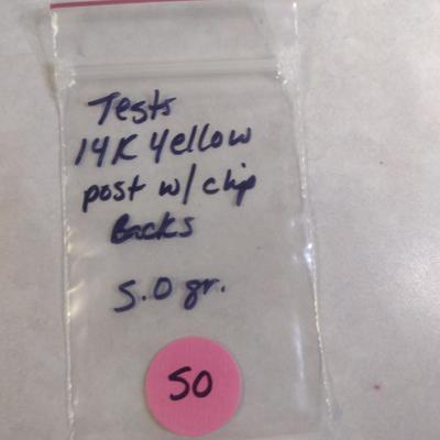 14 Karat Yellow Gold Post Earrings- Approx Total Weight 5.0 Grams (#50)