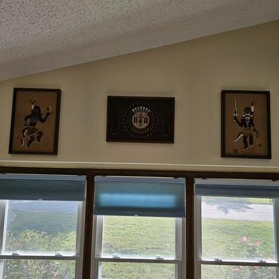 Trio of Signed Ernest Hunt Navajo Sand Paintings (LR-JS)