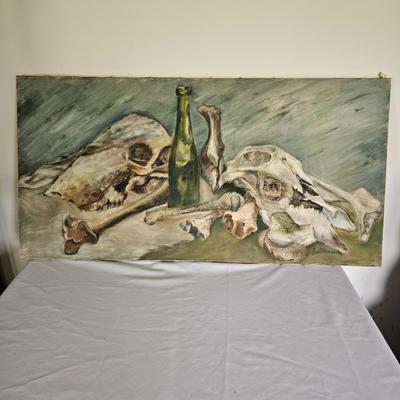 Bones & Bottle Oil on Canvas by Joyce Blunk (D-JS)