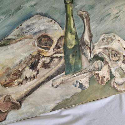 Bones & Bottle Oil on Canvas by Joyce Blunk (D-JS)