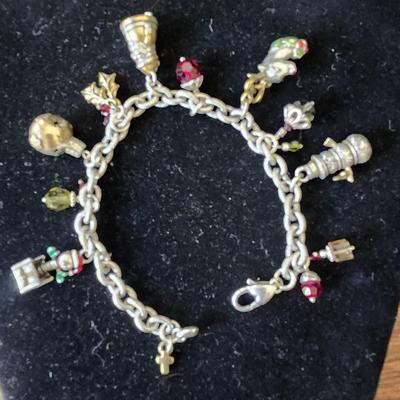 Enamel and silver plate bangle bracelet
