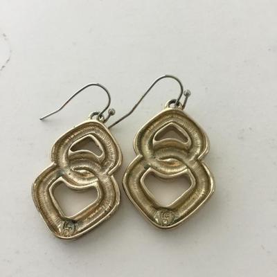 LC marked fashion gold tone earrings