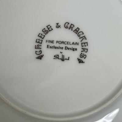 Vintage Shafford Wine, Cheese & Cracker Plates set of 5 fine porcelain