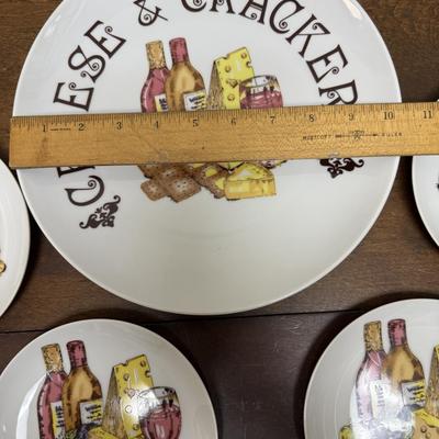 Vintage Shafford Wine, Cheese & Cracker Plates set of 5 fine porcelain