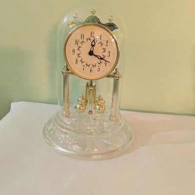 Quartz Anniversary Clock Glass Dome & Base Battery Operated (LR)