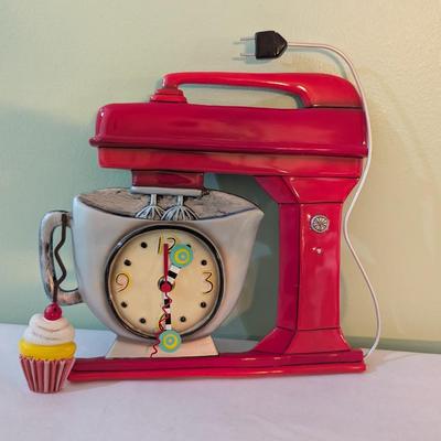 Vintage Red Mixer Clock Untested
