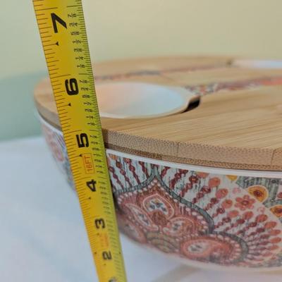 Melamine Serving Bowl With Bamboo Lid